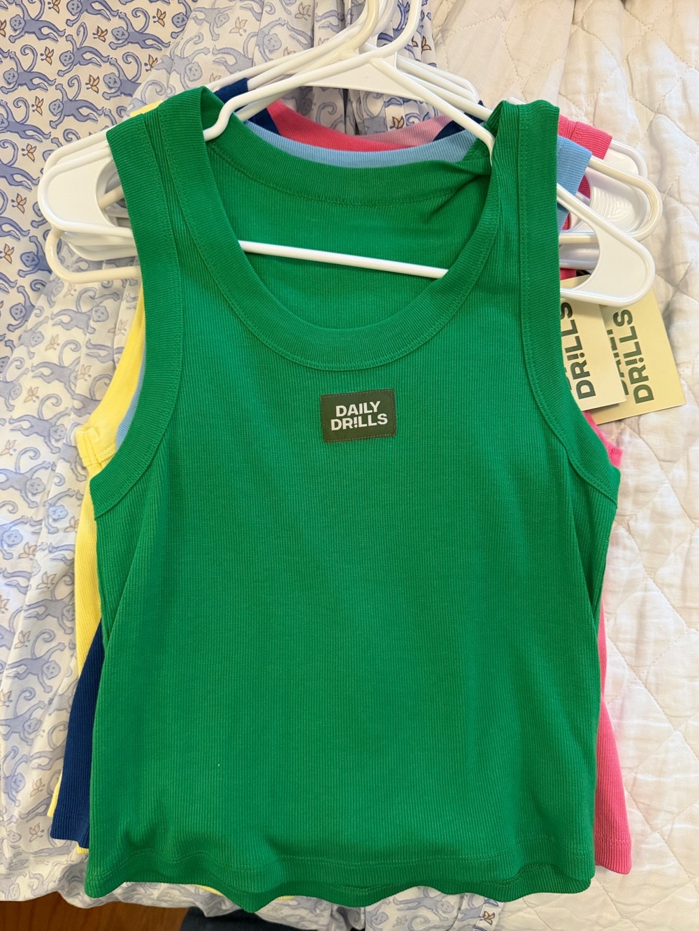 Daily Drills Green Ribbed Tank Top